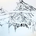 Barn roof 1987 ink on paper 54x73cm Private collection