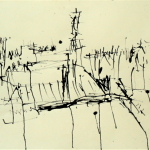 Calligram city 1987 ink on paper 54x73cm Private collection